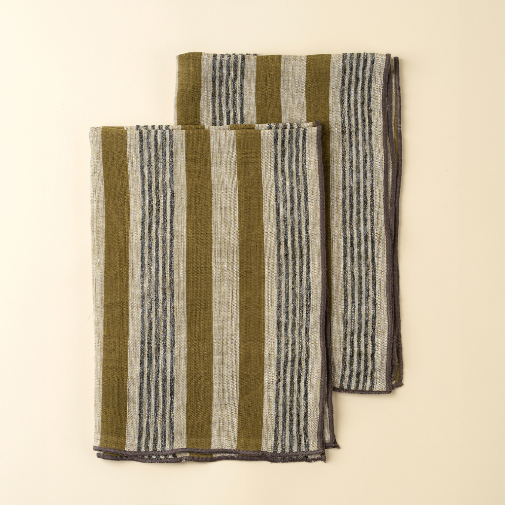 Levi Linen Tea Towel - Ochre (Sold Individually)