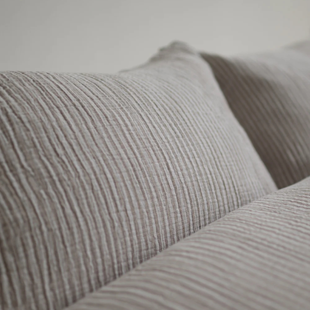 Tuck Cloud Duvet Cover Set - Taupe/Stripe (Two Sizes Available)