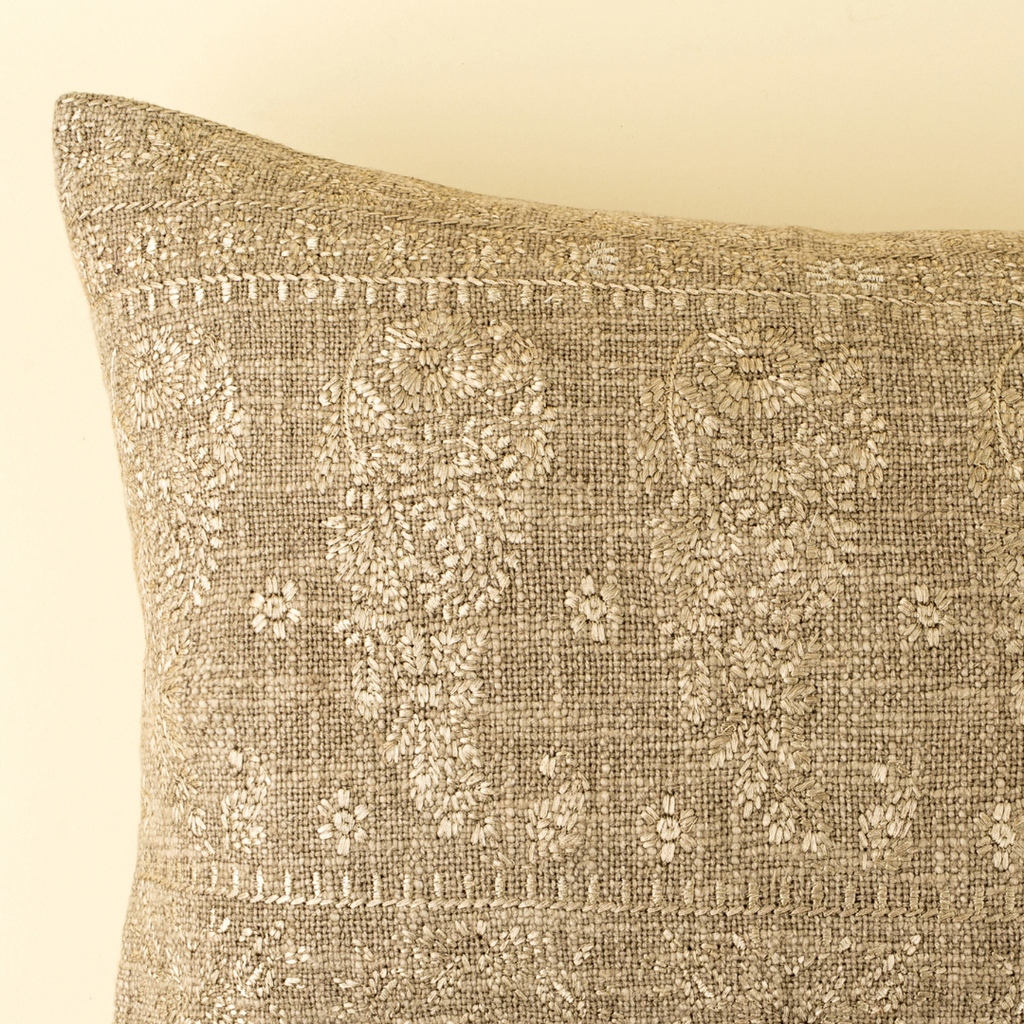 Nisha Embroidered Pillow - Sage (Two Sizes Available)