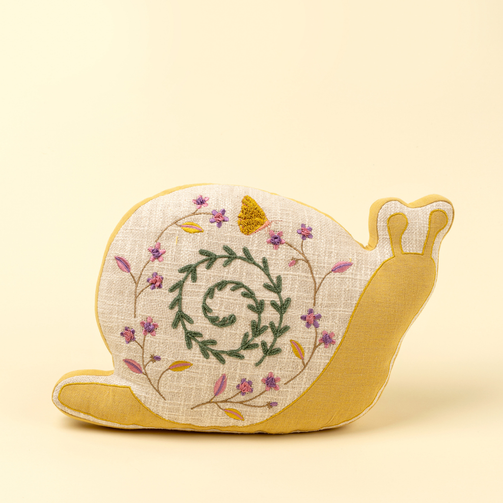 Embroidered Snail Pillow