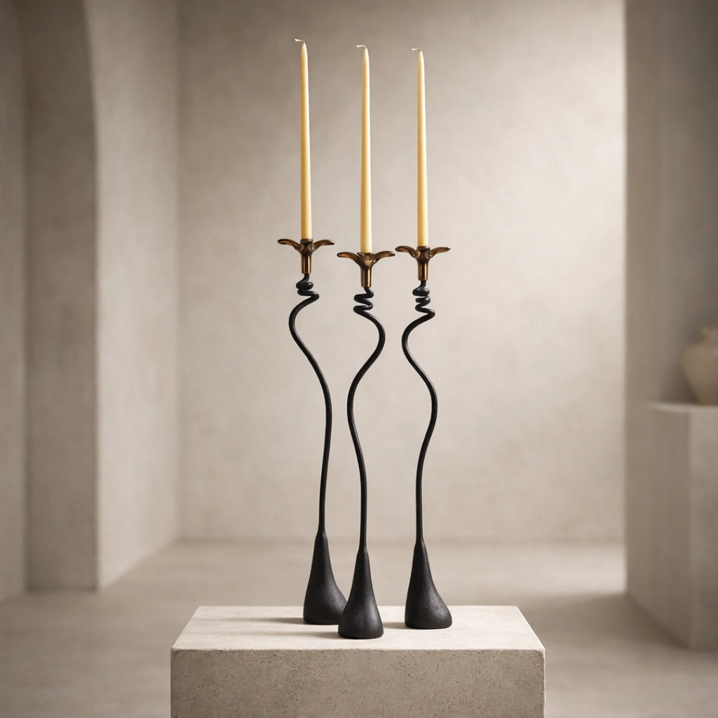 Handmade Iron Candle Holder - Floral