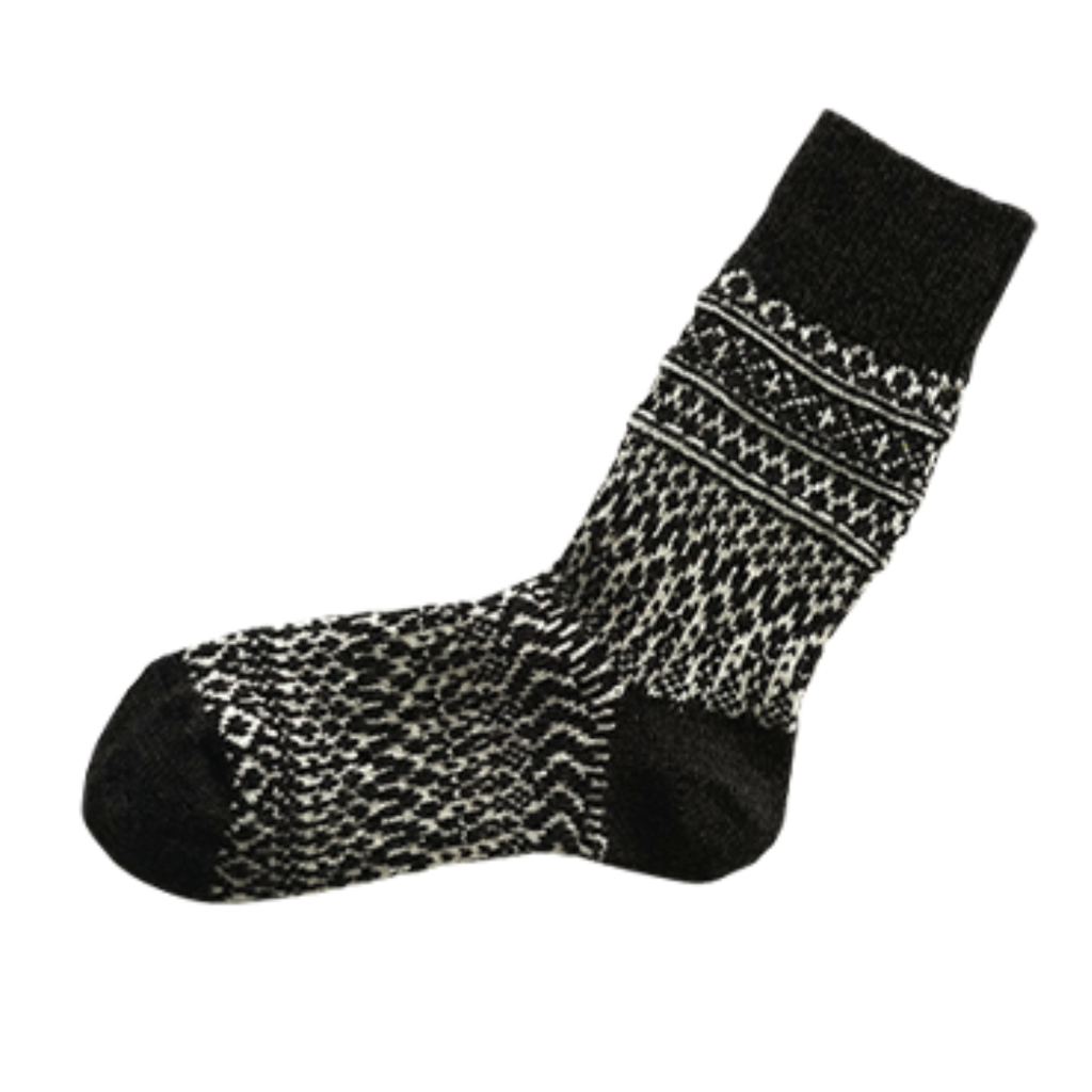 Wool Jacquard Socks - Chocolate Milk