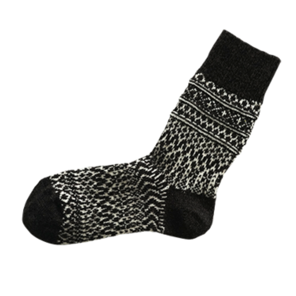 Wool Jacquard Socks - Chocolate Milk