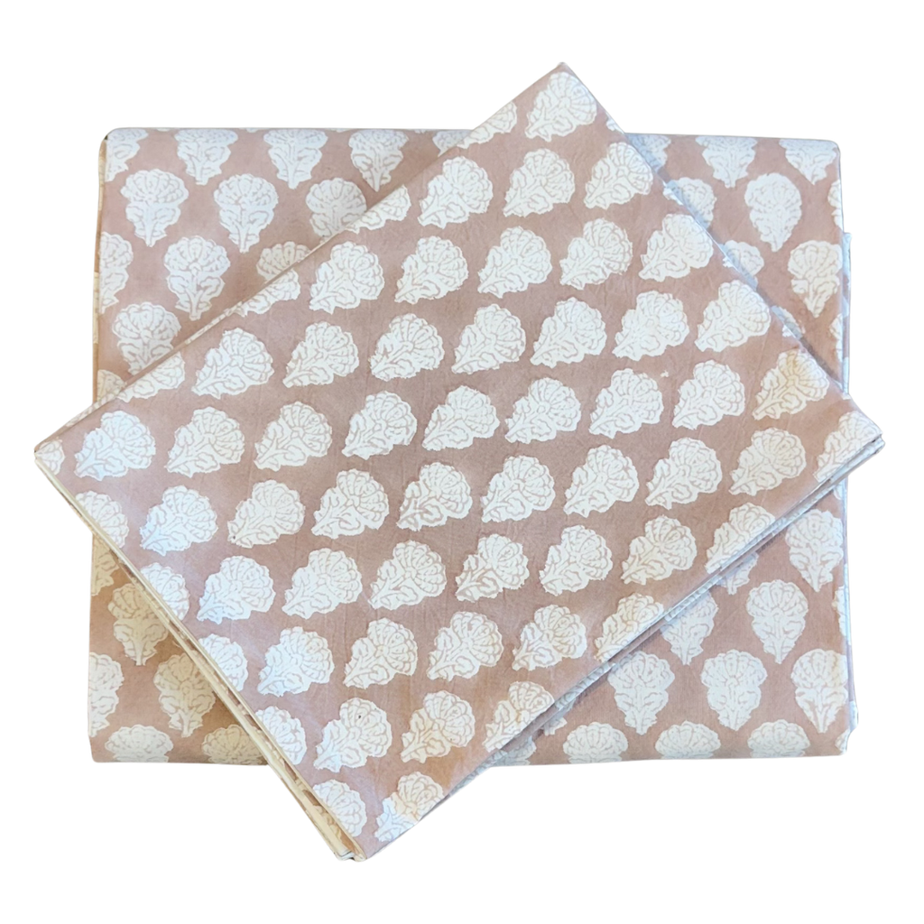 Cotton Percale Floral Sheet Set -  Plaster (Two Sizes Available)