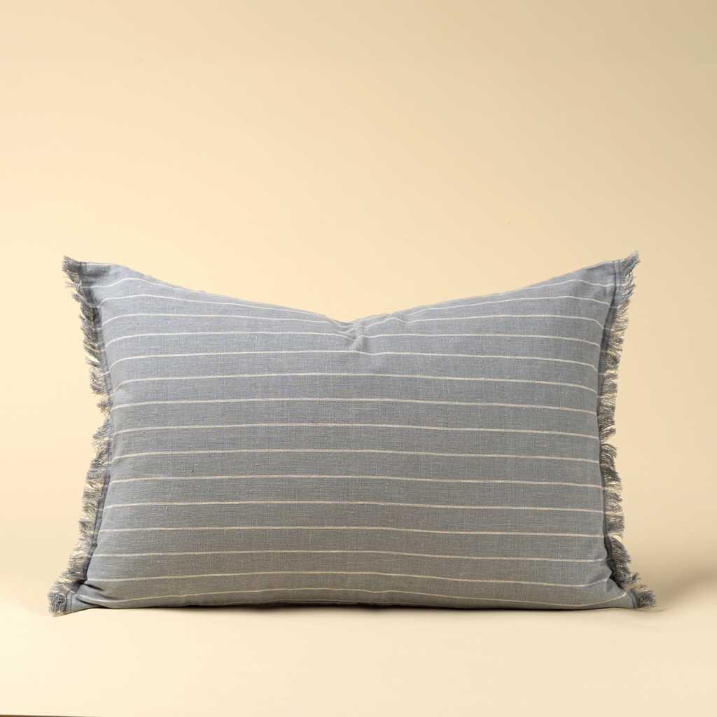 Handloom Stripe Pillow - Slate Blue (16" x 24")