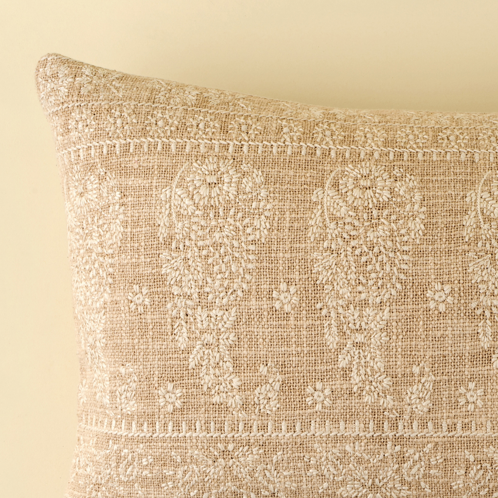 Nisha Embroidered Pillow - Ivory (Two Sizes Available)