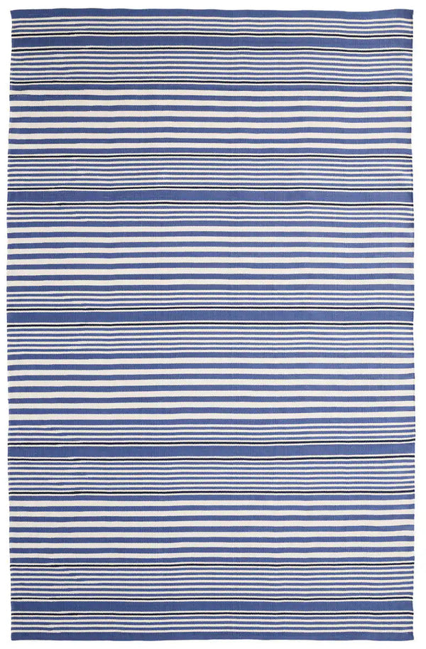 Dash & Albert - Rugby Stripe Denim Handwoven Indoor/Outdoor Rug