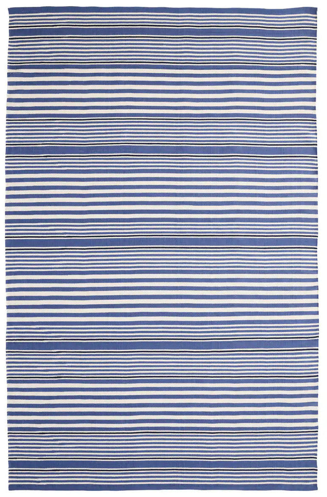 Dash & Albert - Rugby Stripe Denim Handwoven Indoor/Outdoor Rug