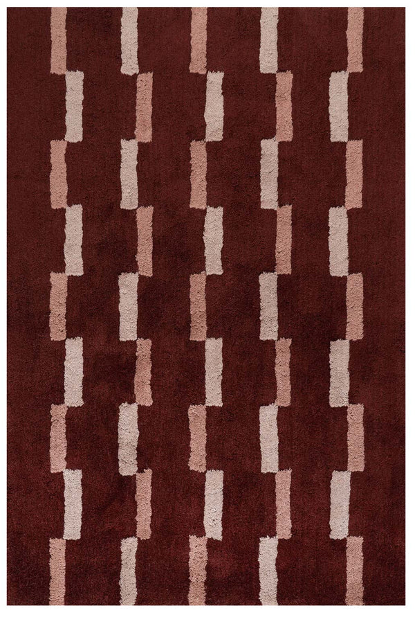 Dash & Albert - Sativae Geometric Maroon Cotton Rug