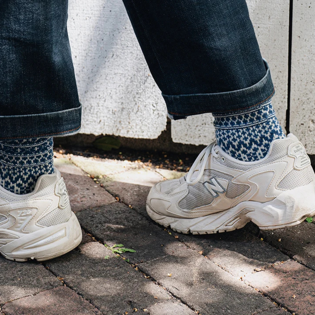 Wool Jacquard Socks - Seagulls Blue