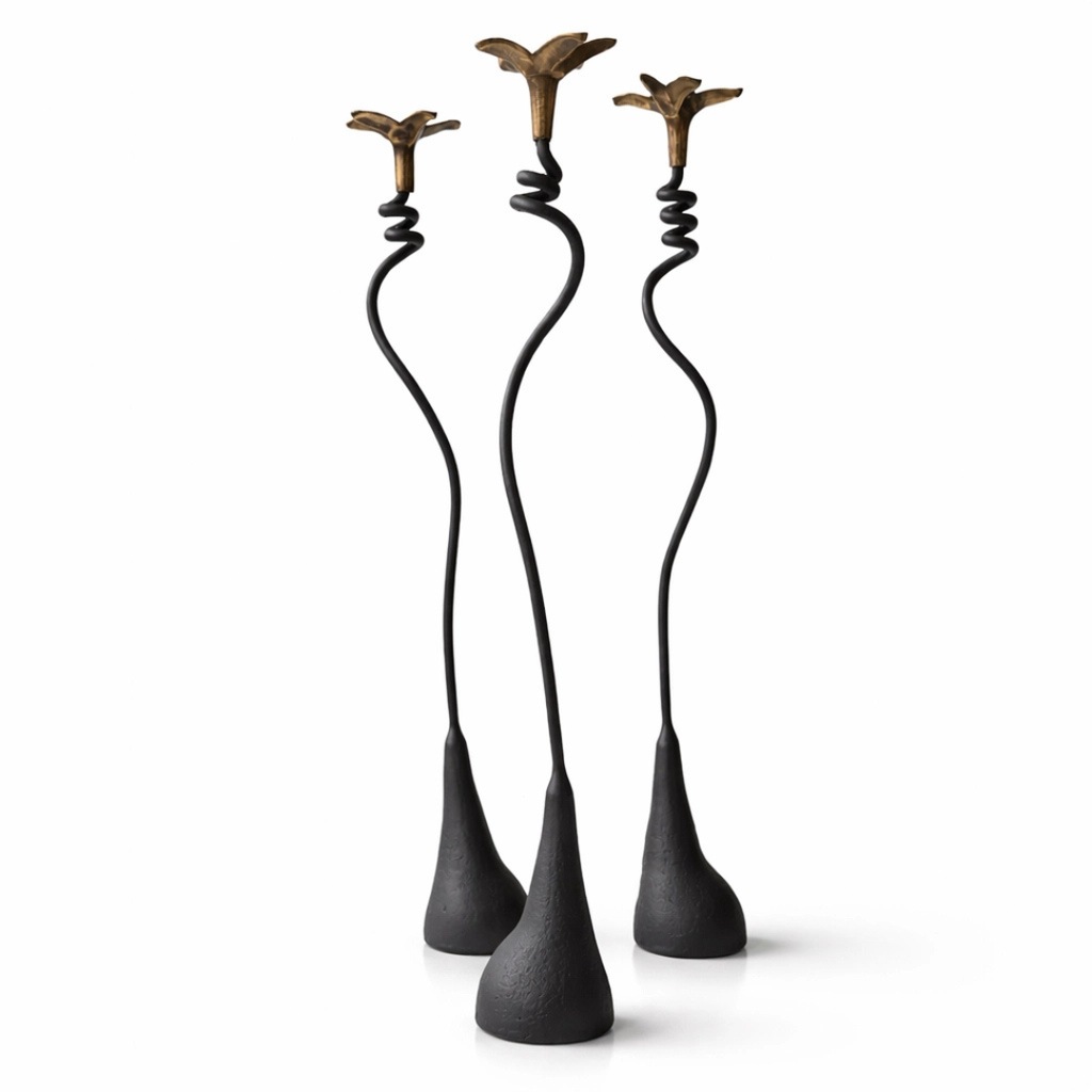 Handmade Iron Candle Holder - Floral
