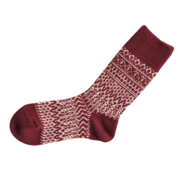 Wool Jacquard Socks - Wine