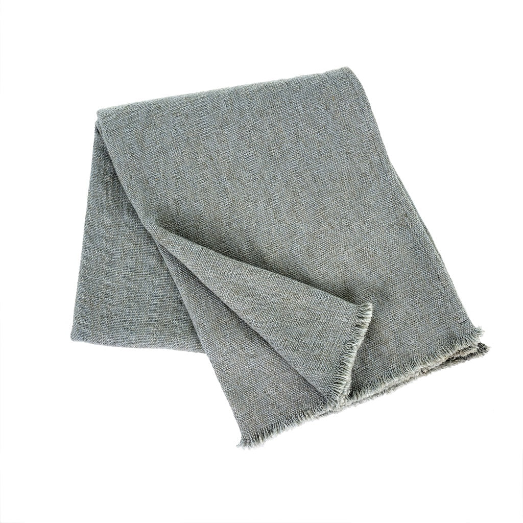 Selena Linen End of Bed Blanket - Powder Blue