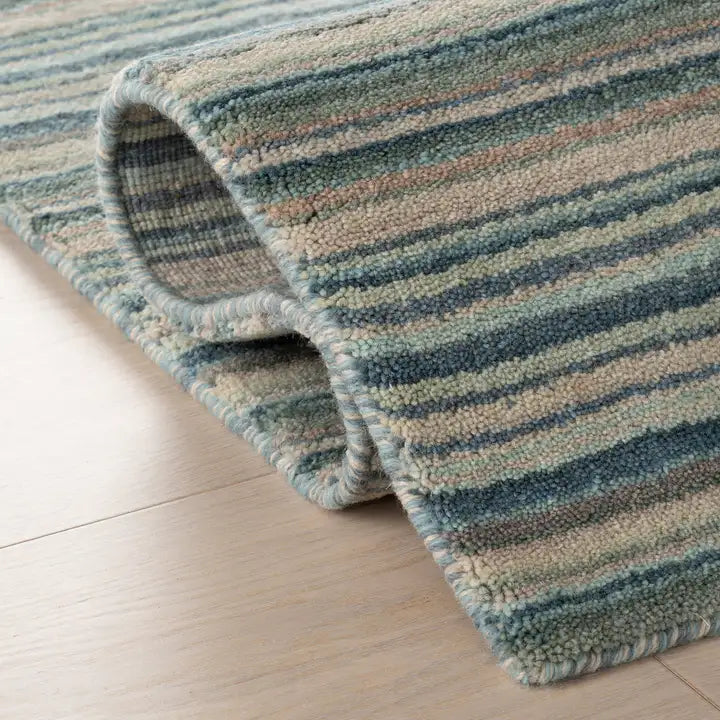 Dash & Albert - Brindle Stripe Blue Hand Loom Knotted Wool Rug