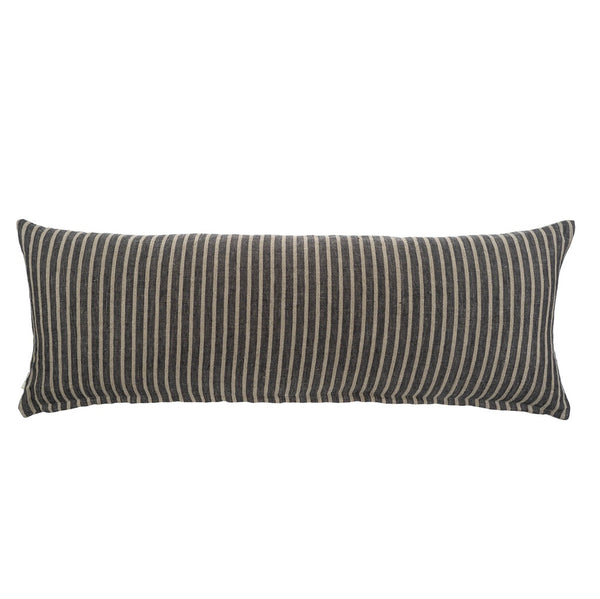Pinstripe Linen Bolster Pillow - Grey (15" x 42")