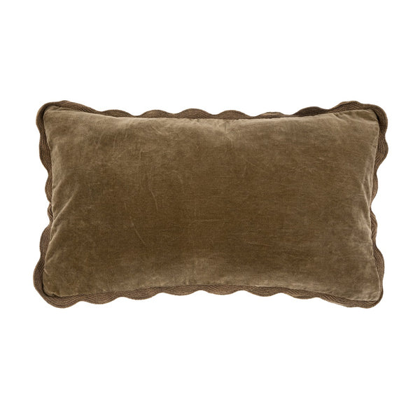 Vera Velvet Scalloped Pillow - Mink (21" x 12")