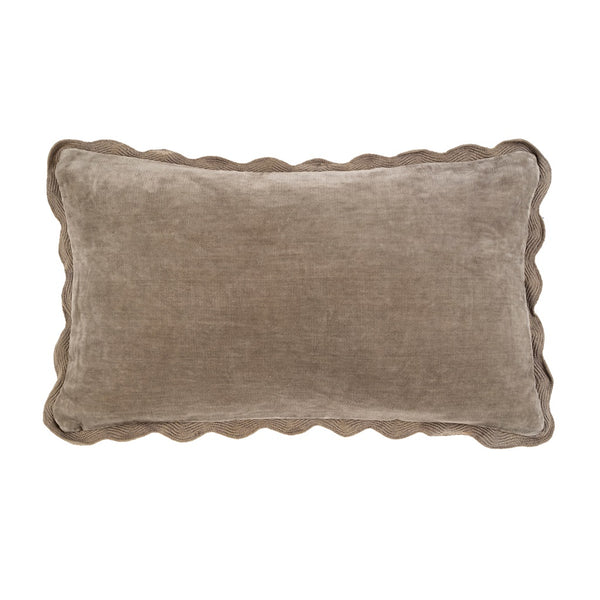 Vera Velvet Scalloped Pillow - Fog (21" x 12")