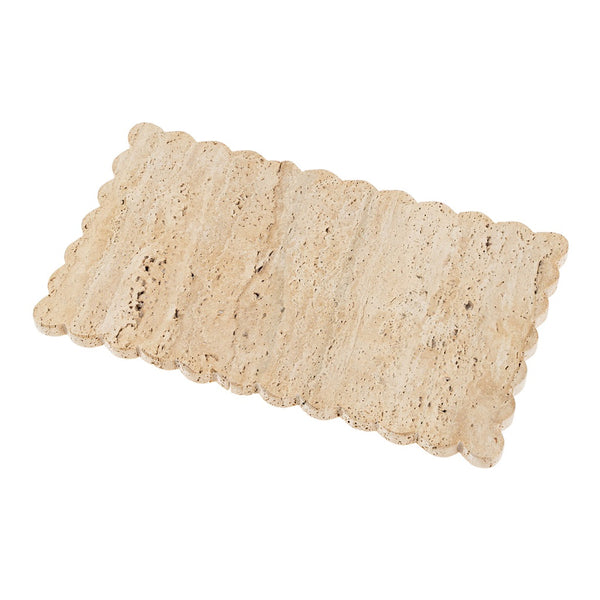 Scalloped Rectangular Travertine Tray