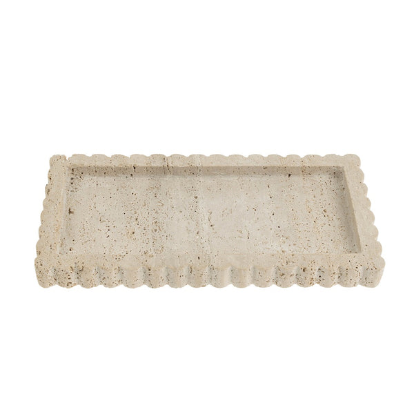 Scalloped Travertine Rectangular Tray