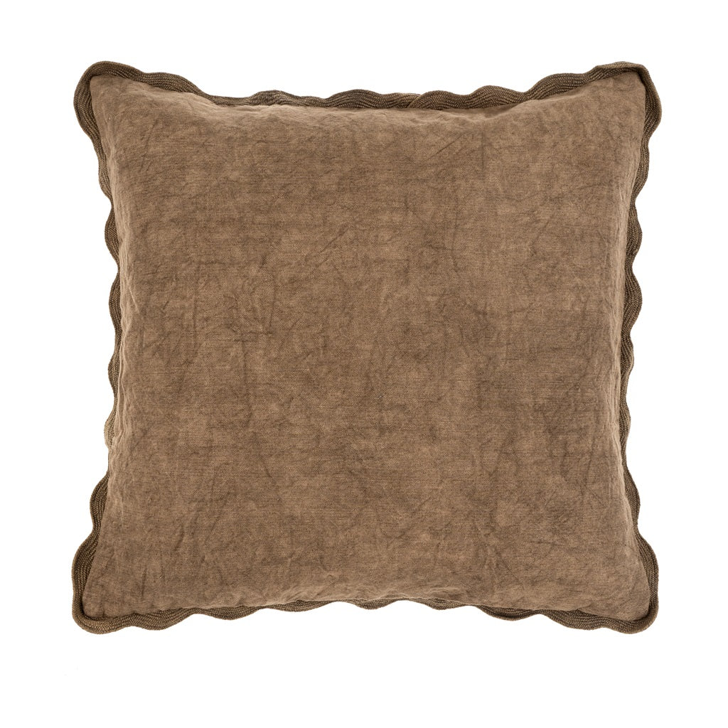Vera Linen Scalloped Pillow - Mink (20" x 20")