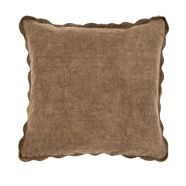 Vera Linen Scalloped Pillow - Mink (20" x 20")