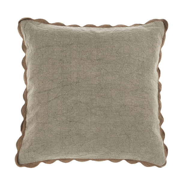 Vera Linen Scalloped Pillow - Fog (20" x 20")