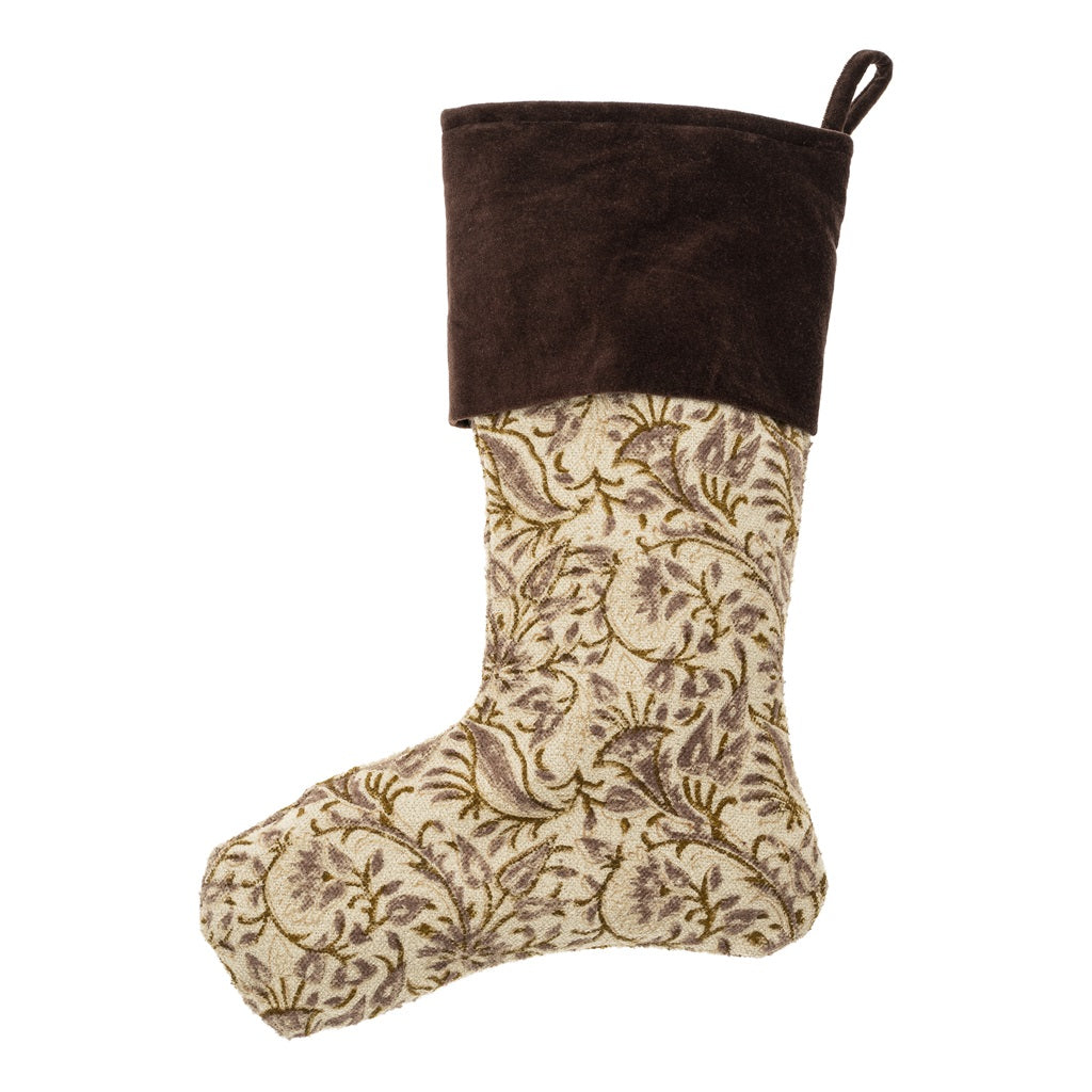 Ashwin Block Print Velvet Stocking