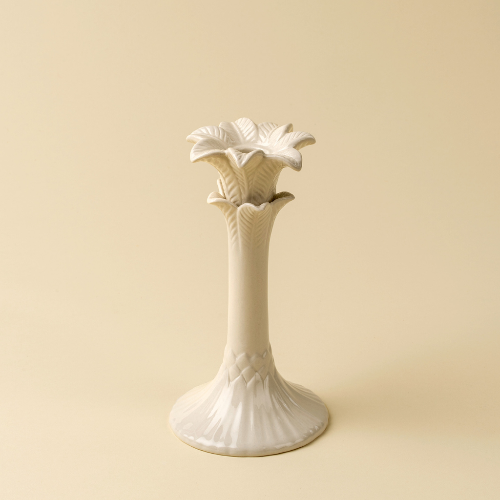 Palm Tree Candle Holders - Cream (Two Sizes Available)