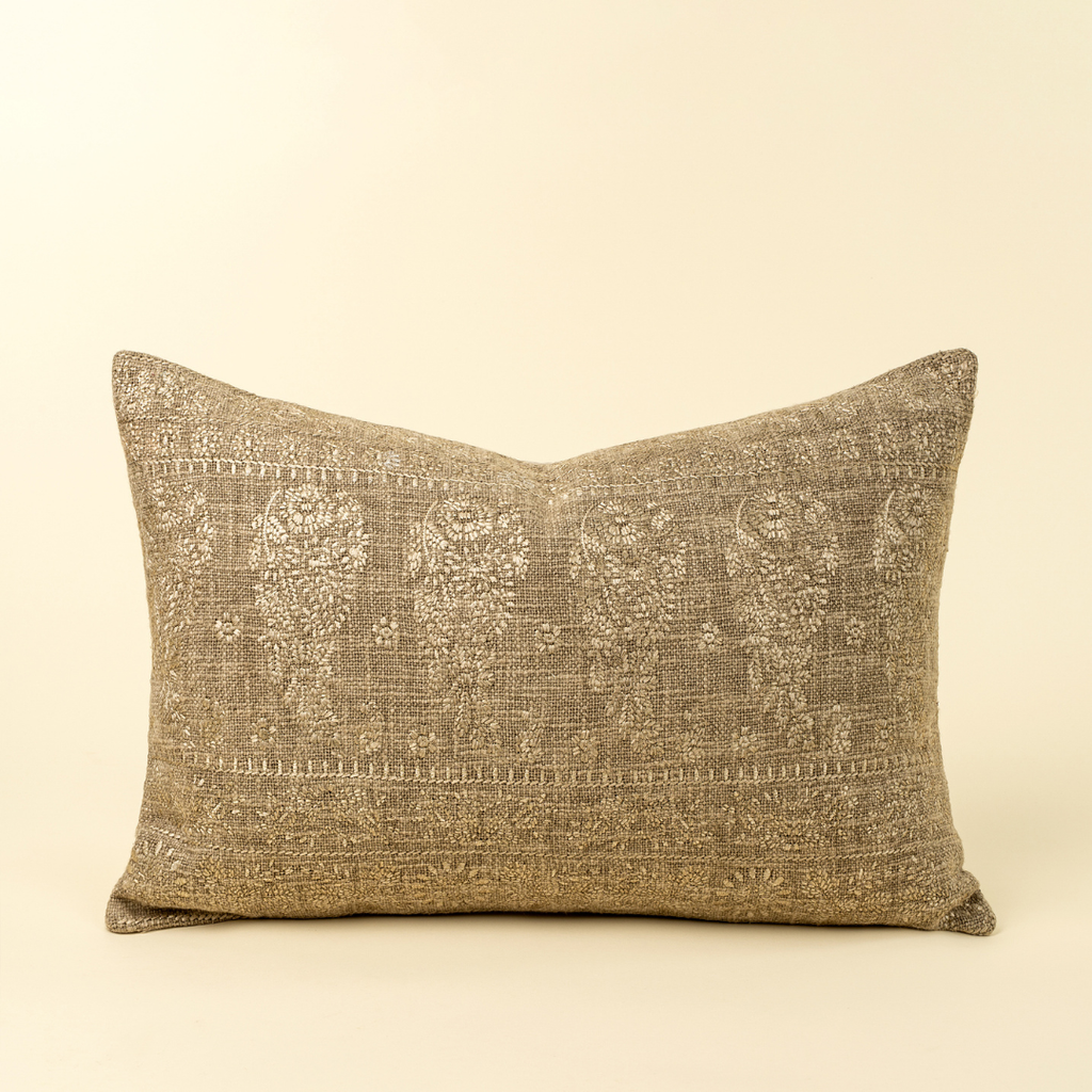 Nisha Embroidered Pillow - Sage (Two Sizes Available)