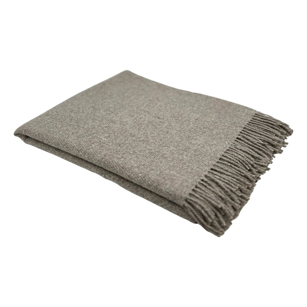 McNutt of Donegal Merino Wool Blanket - Forever Pebble