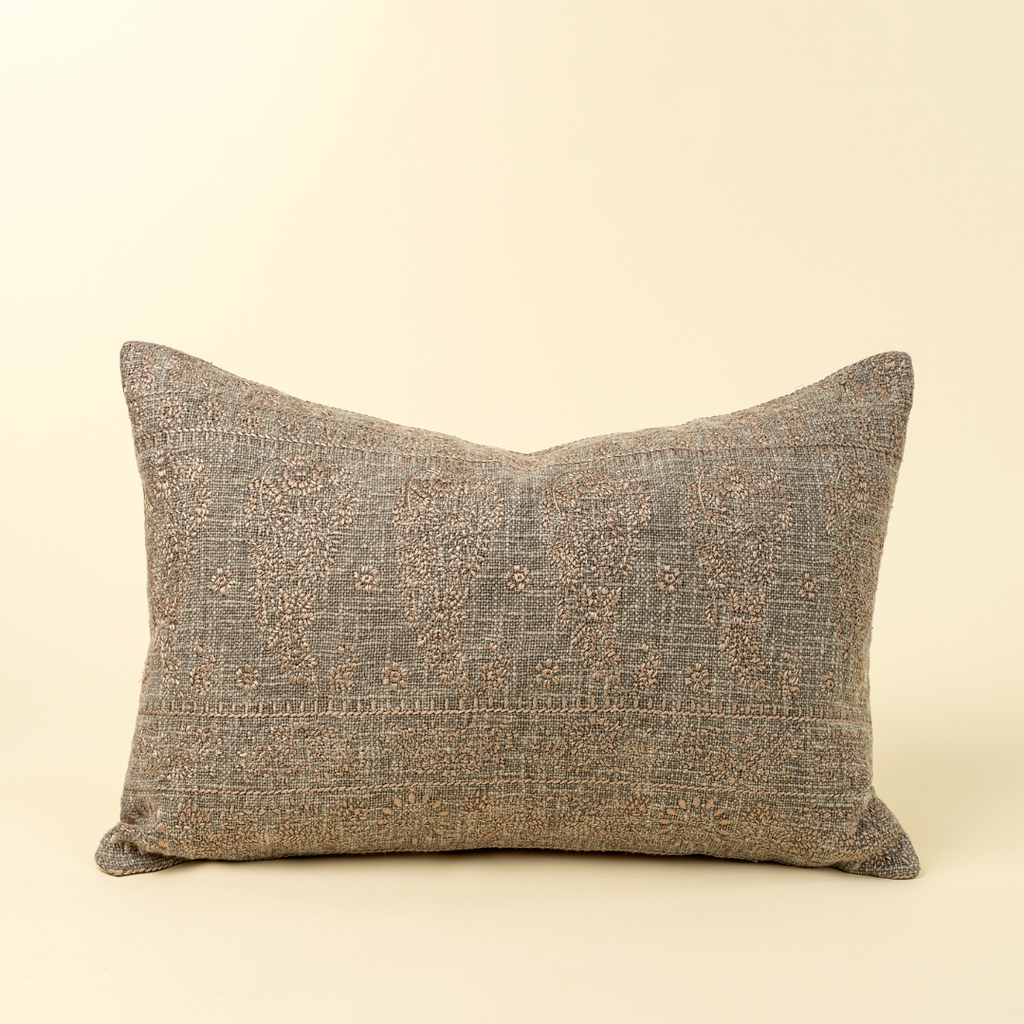 Nisha Embroidered Pillow - Ash (Two Sizes Available)