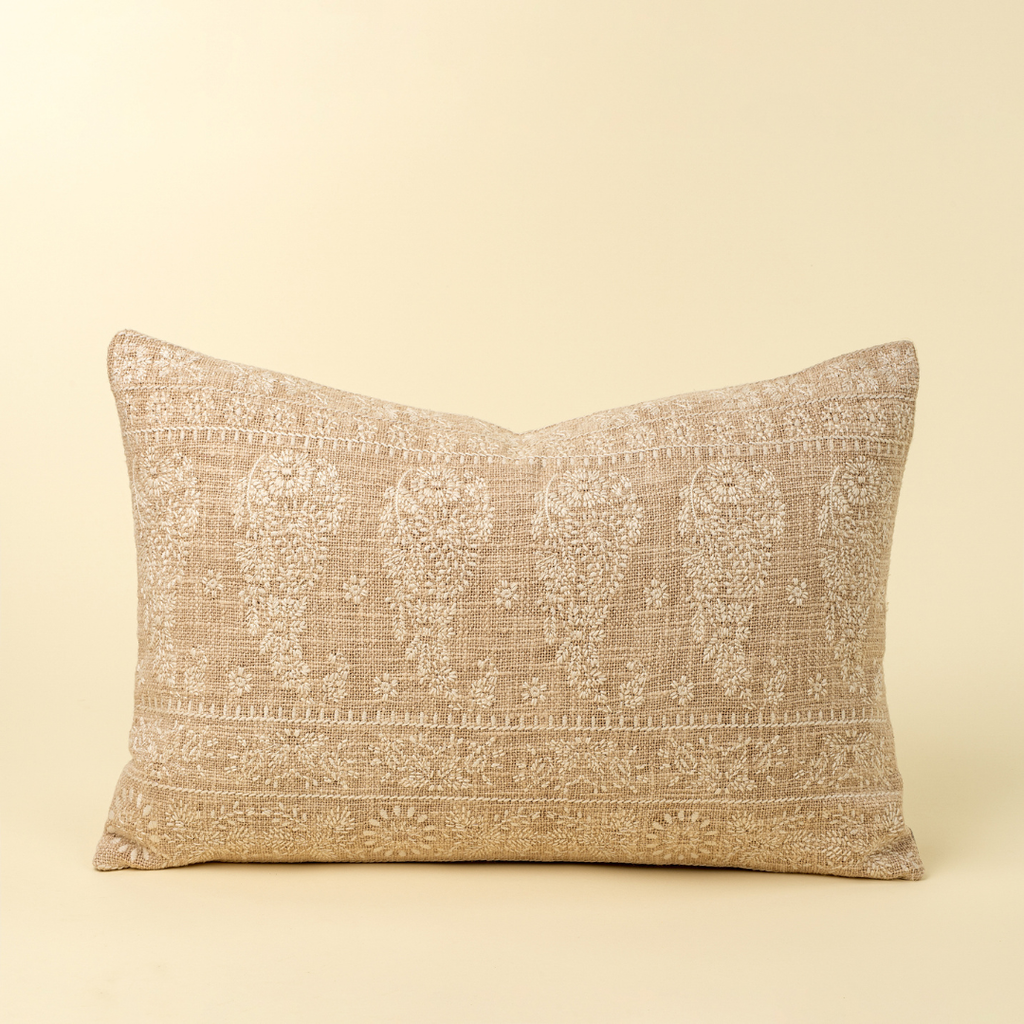Nisha Embroidered Pillow - Ivory (Two Sizes Available)