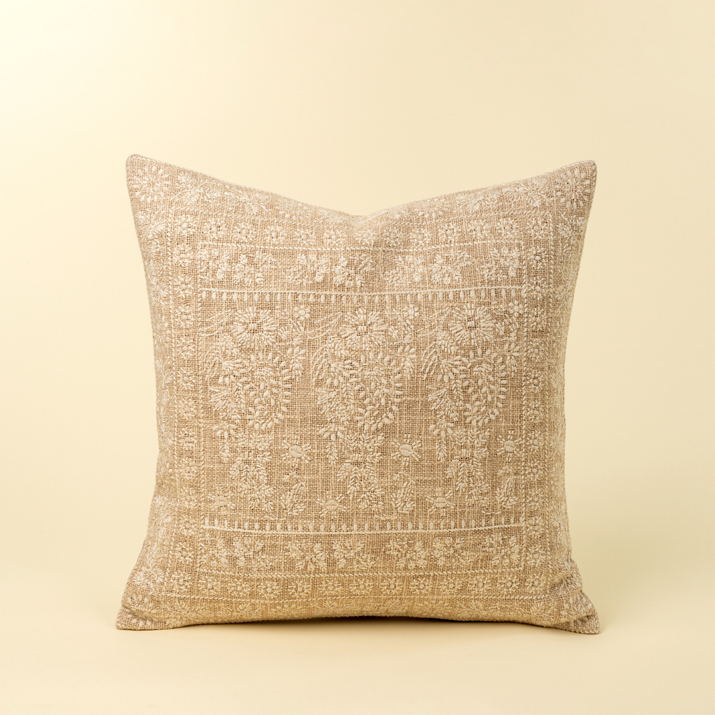 Nisha Embroidered Pillow - Ivory (Two Sizes Available)