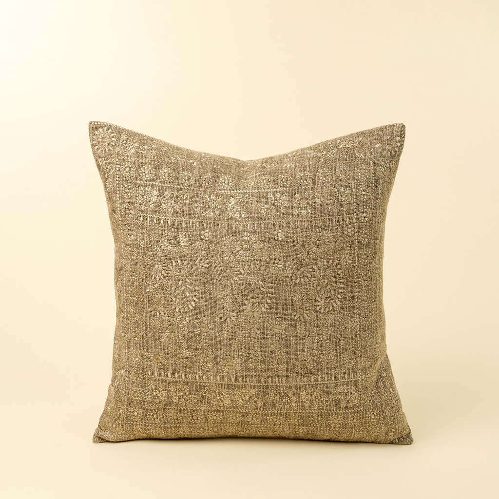 Nisha Embroidered Pillow - Sage (Two Sizes Available)