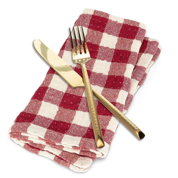 Gingham Check Napkins - Red (Sold Individually)