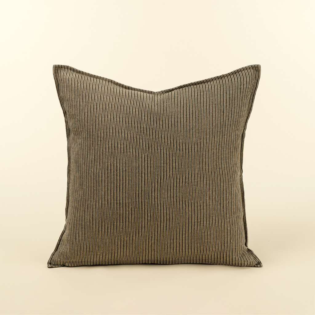 Striped Reversible Linen Pillow - Sage (Two Sizes Available)