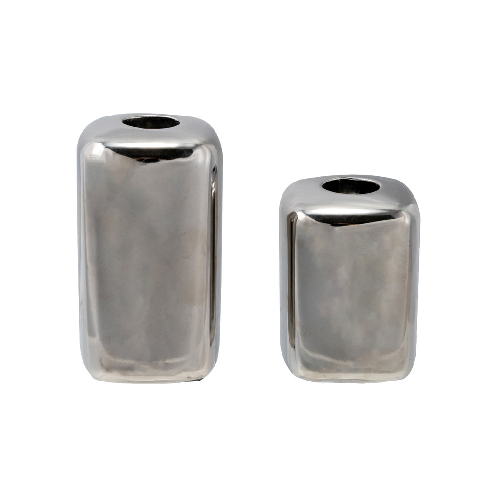 Chrome Candle Holders (Two Sizes Available)