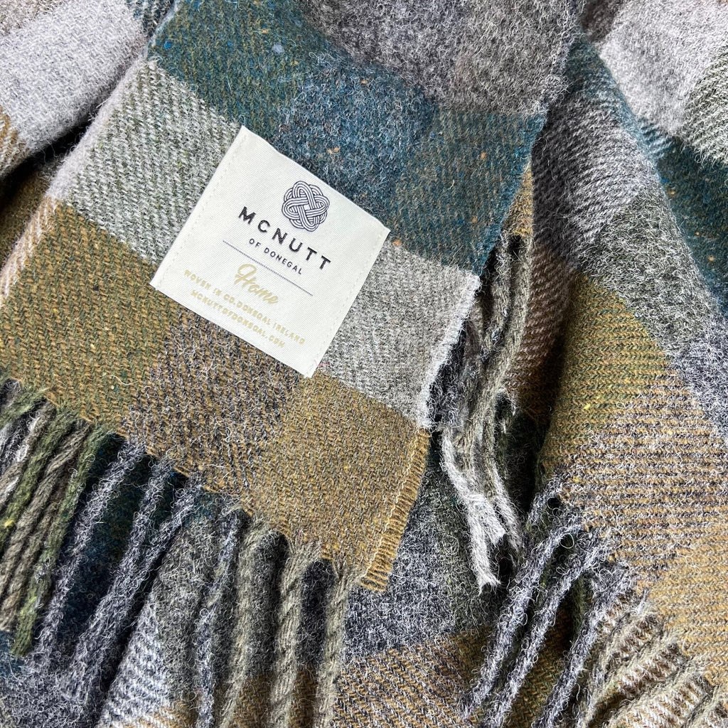 McNutt of Donegal Wool Blanket - Forest Check