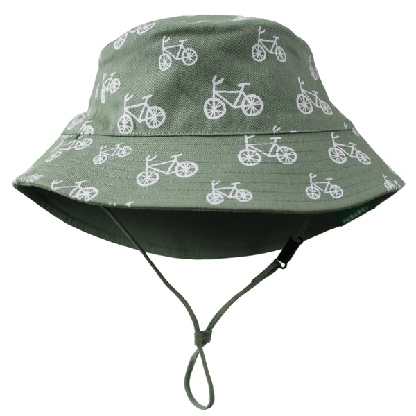 Parade Organics Reversible Organic Cotton Bucket Hat - Bikes & Camper Green