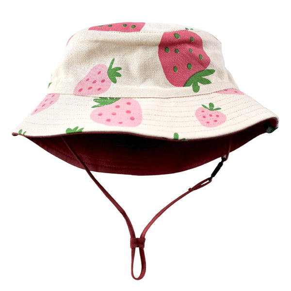 Parade Organics Reversible Organic Cotton Bucket Hat - Strawberries & Rose