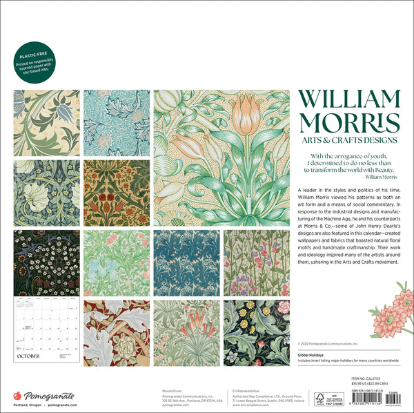 William Morris Arts & Crafts Designs 2027 Gallery Calendar