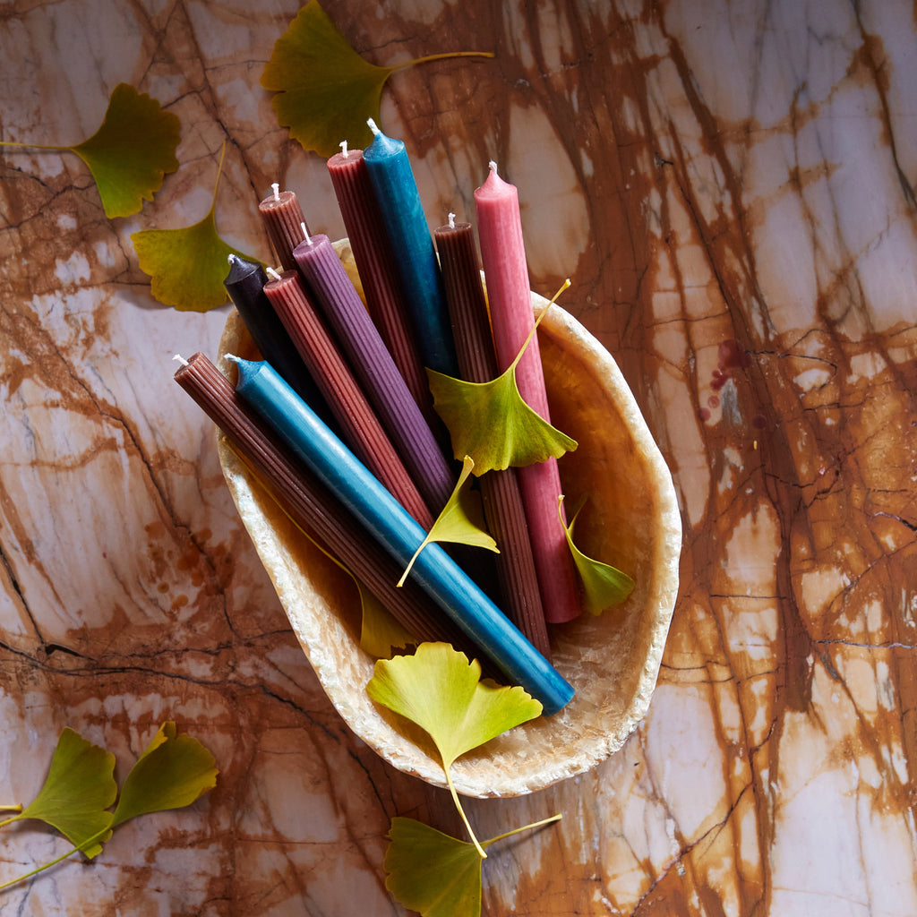 Pair of Fluted Taper Candles - 9.5" (Four Colours Available)