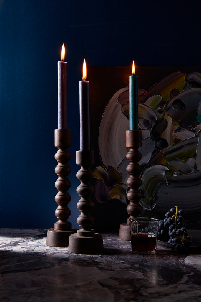 Woodspun Candle Holders (Two Sizes Available)