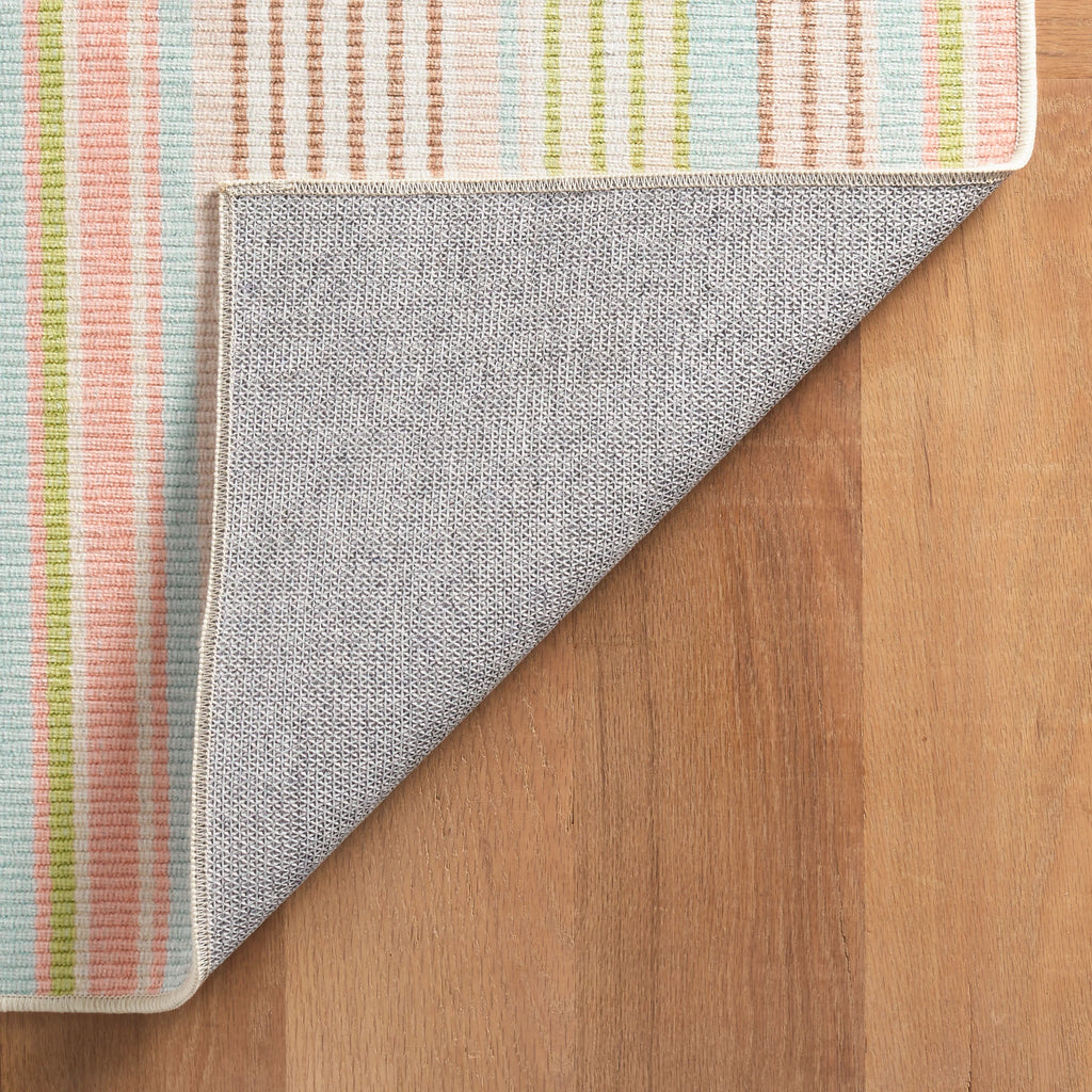 Dash & Albert - Ana Ticking Aqua Machine Washable Rug