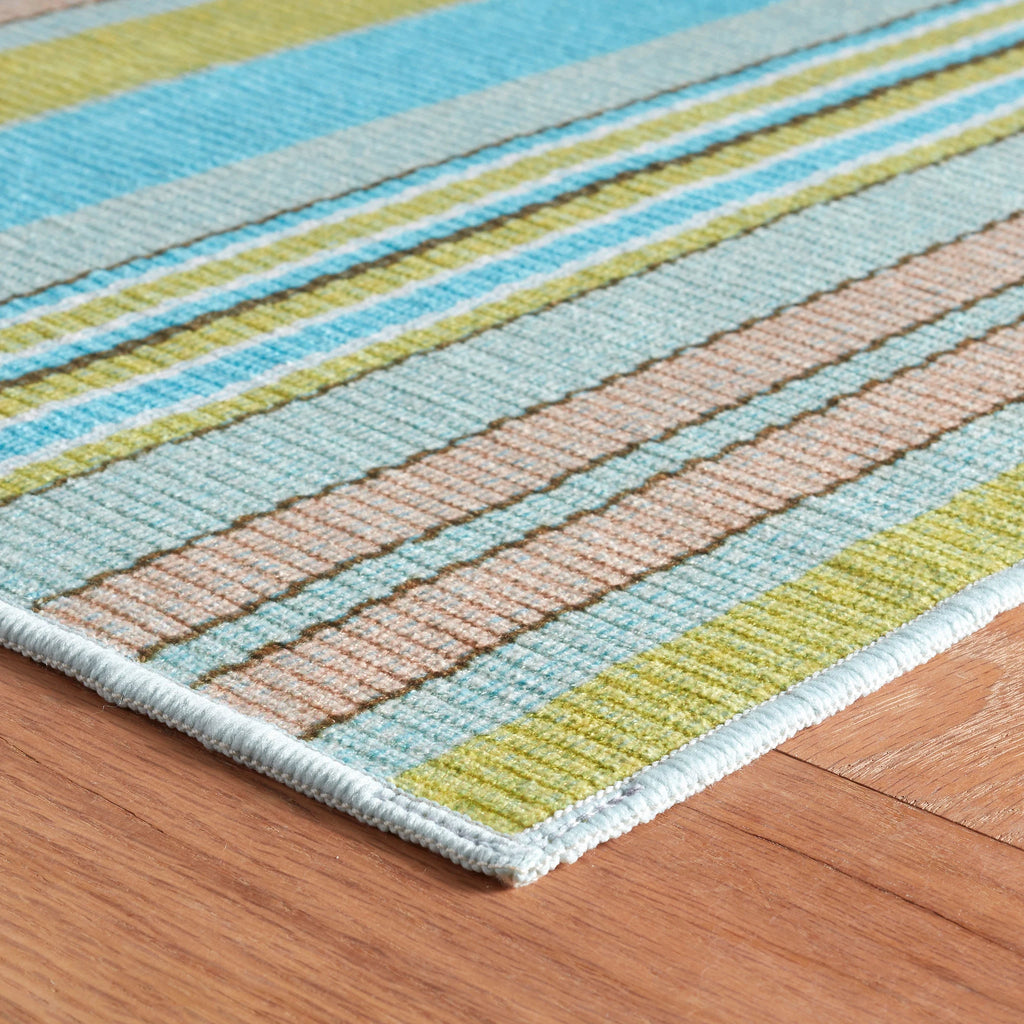 Dash & Albert - Aquinnah Ticking Multi Machine Washable Rug