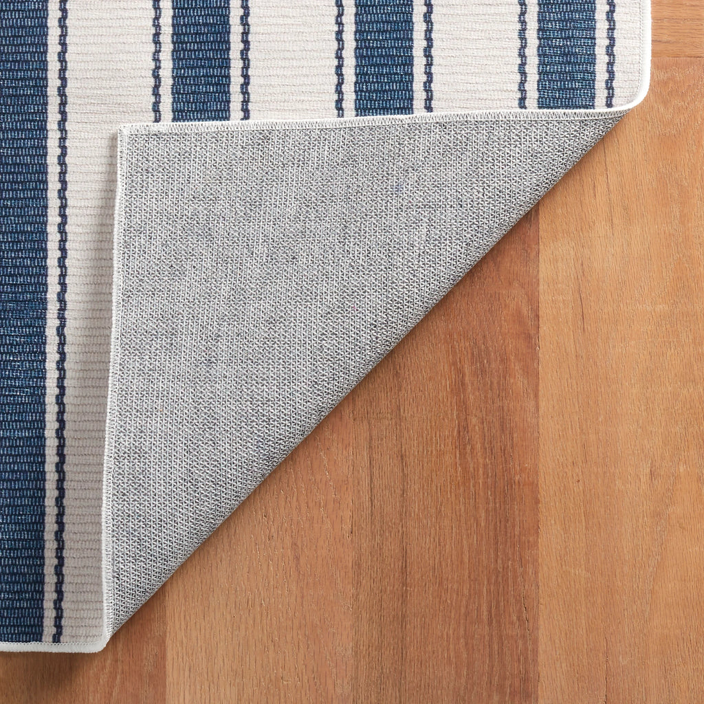 Dash & Albert - Blue Awning Stripe Machine Washable Rug