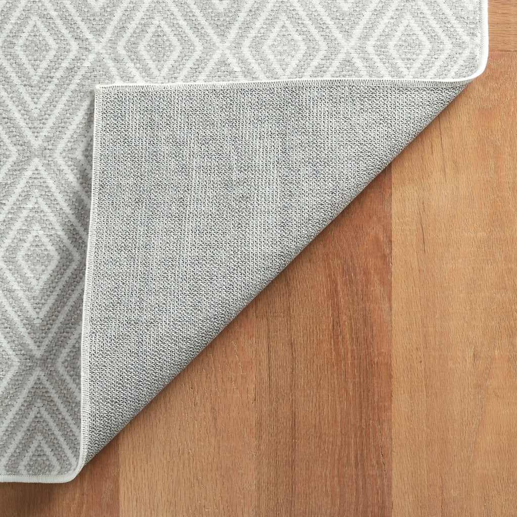 Dash & Albert - Diamond Platinum / White Machine Washable Rug