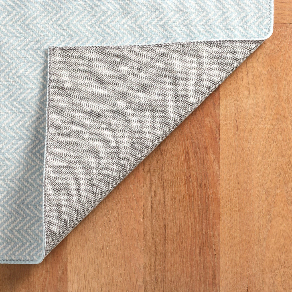 Dash & Albert - Herringbone Swedish Blue Machine Washable Rug