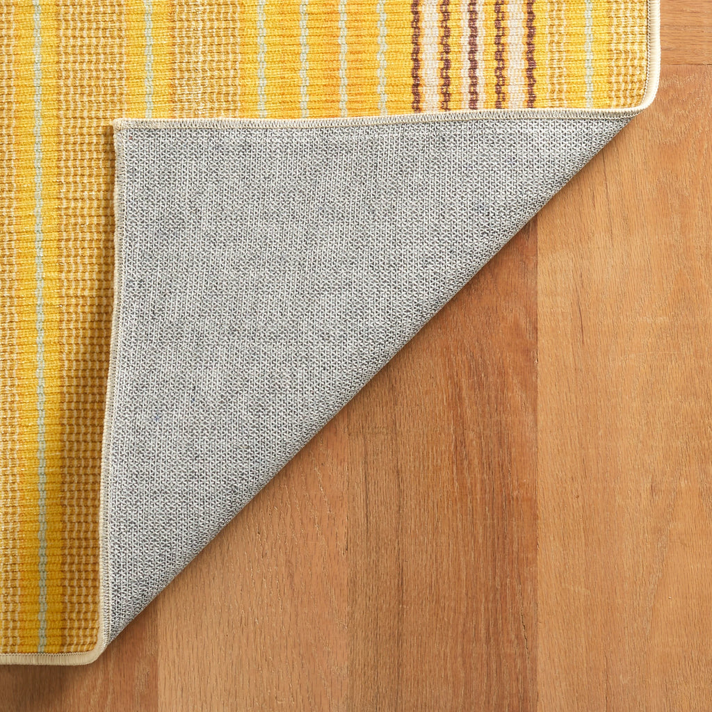 Dash & Albert - Sunflower Ticking Yellow Machine Washable Rug