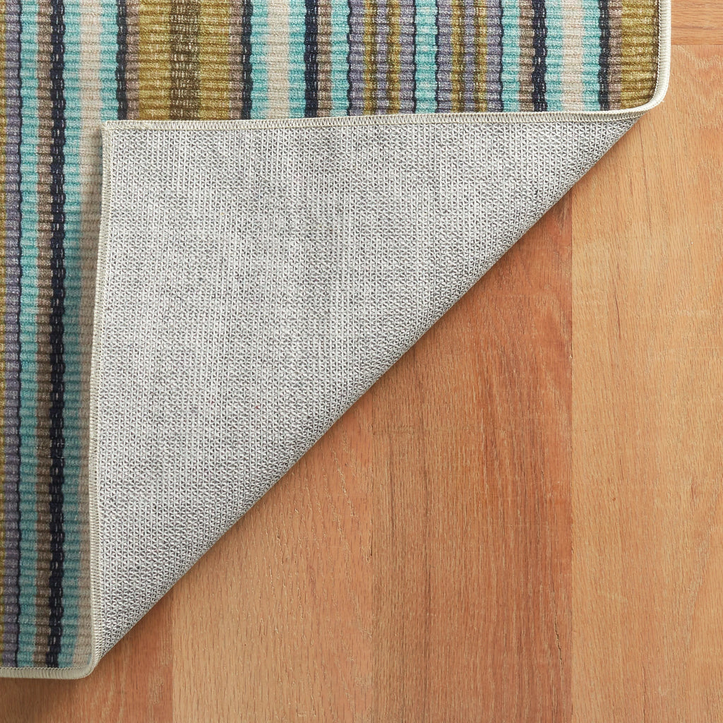 Dash & Albert - Treehouse Stripe Green Machine Washable Rug